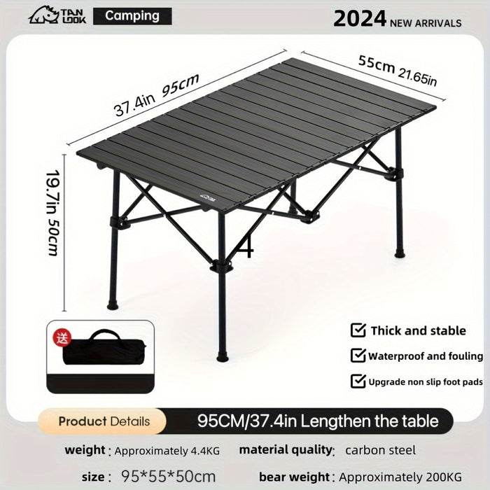 Portable Stainless Steel Folding Table, Camping Folding Table And Chairs, Barbecue Stall Table, Portable Camping Equipment, Outdoor Picnic Table, Suitable for Camping And Barbecuing - Compact And Easy to Carry Design.