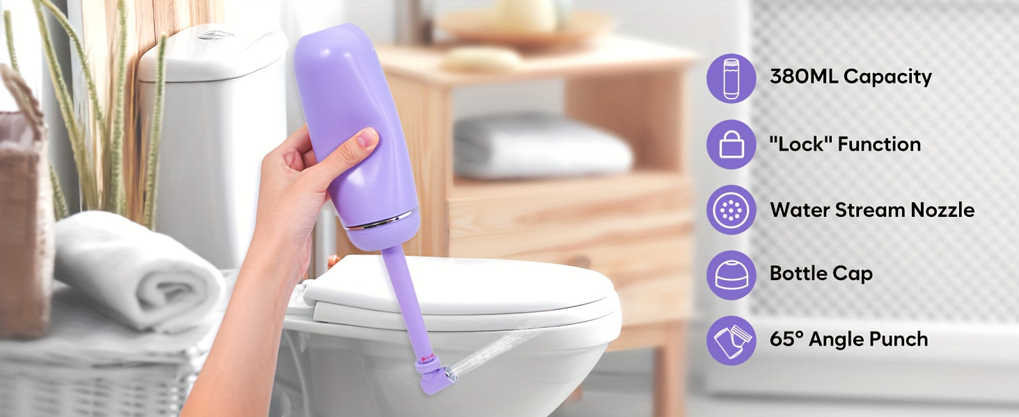 Contemporary Handheld Bidet, 380ml Leakproof Peri Bottle with Tank-Lock, Patented Removable Water Storage, Travel-Friendly, No Electricity Needed, Asian G1/2 Nozzle