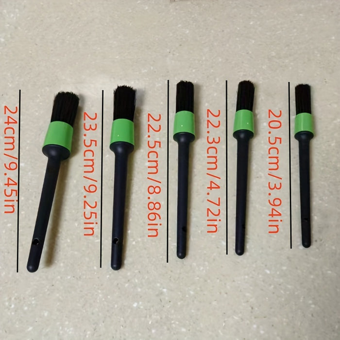 5pcs set, hardcover car beauty car wash detail brush five-piece set pp car wash brush box packed pig hair nylon sharpened brush