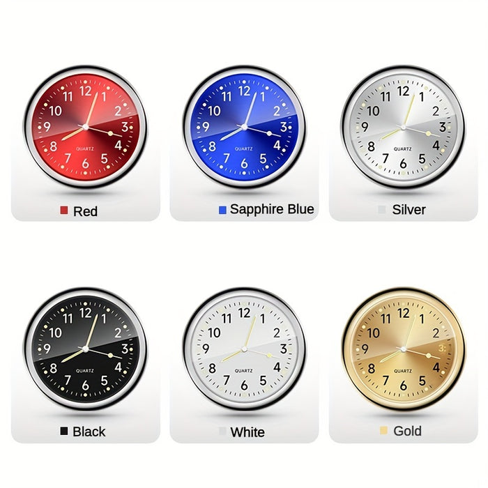 1pc Glow Decorative Clock Car Clock Mini Quartz Analog Car Dashboard Time Stick-On Clock Watch for Car Decoration Exclusive for high-end cars