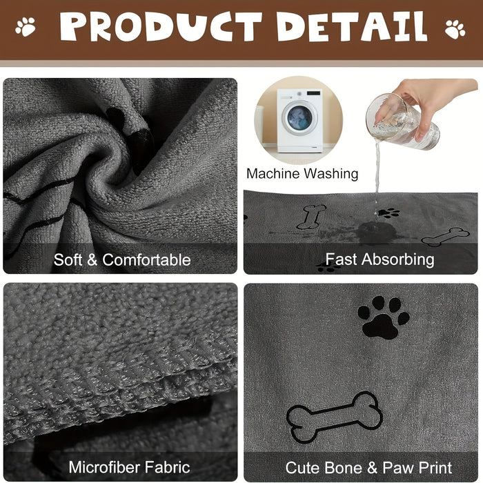 Quick-Drying Microfiber Dog Towel for Bath, Absorbent Pet Towel for Dogs and Cats, Medium Size