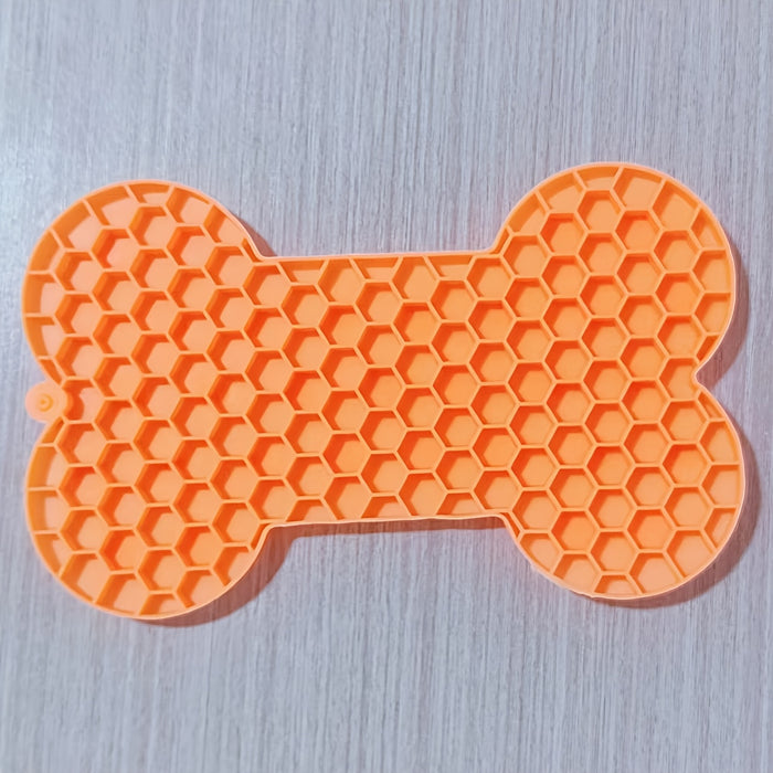 1pc Anxiety Relief Lick Pad For Dogs - Slow Feeder With Suction Cups For Peanut Butter And Treats - Bone-Shaped Pet Lick Pad
