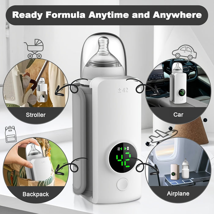 Portable Youngsters Bottle Heater, Suitable for Travel, Fast Heating, Lasting Heating Up to 5 Hours, Precise Temperature Control, Comfortable Youngsters Feeding Anytime, Anywhere, Waterless Heating Milk