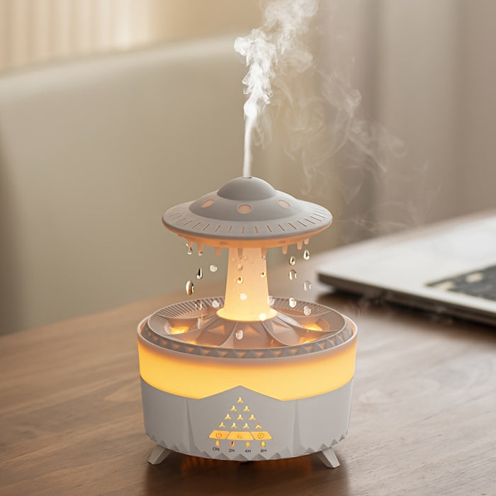 1pc UFO-Shaped Ultrasonic Aromatherapy Humidifier, Essential Oil Diffuser with LED Lights, Polypropylene & ABS, 110V-240V US Plug, for Home & Office Relaxation, Watch Decompression