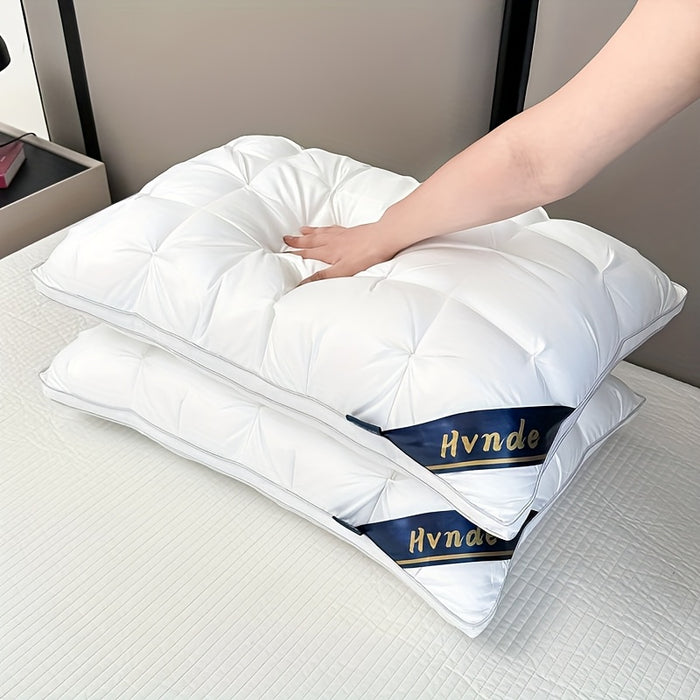 2-Piece Luxury Hotel-Quality Pillows, Deep Sleep Neck Support with Non-Sagging High-Pillow Inserts for All Seasons | Hypoallergenic Polyester Covers & Modern Design – Soft Texture Finish, Cooling and Cervical Spine Comfort