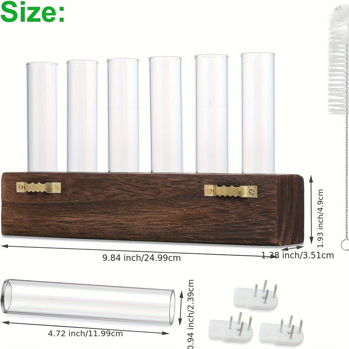 Glass Plant Propagation Station With 6 Test Tubes, For Plants In Home Office, Garden, Living Room, Bedroom, Glass Container For Plants, Gift For Ladies