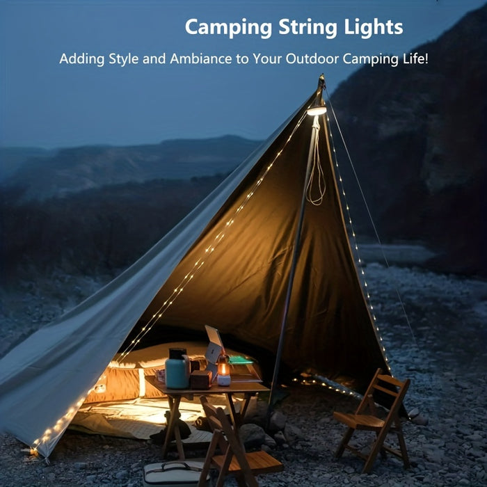 Camping String Light, 2-In-1 USB Rechargeable String Light, Portable Camping Light, Sturdy Tent String Light, Suitable For Outdoor Hiking Camping And Garden Decoration
