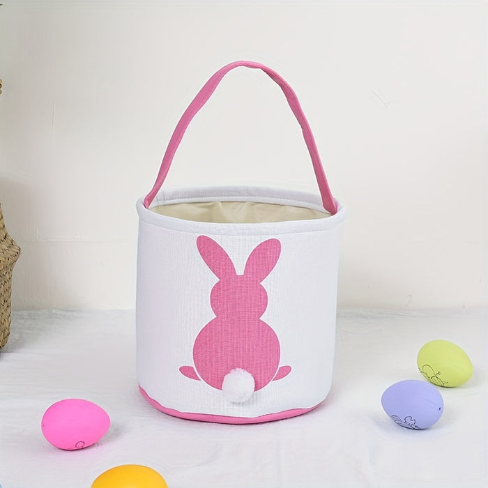 1pc Personalized Easter Basket with Embroidered Name - Cute Foldable Polyester Egg Hunt Basket, Lightweight & Hand Washable, Perfect for Easter Egg Hunts and Gifts, Personalized Gifts | Pastel Colored Basket | Foldable Design