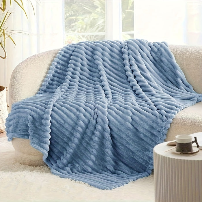 1pc Blanket Soft And Comfortable, Imitation Rabbit Hair Reversible Blanket Thermal Fleece Blanket Nap Blanket Air Conditioning Blanket Office Outdoor Camping Gift Blanket, Suitable For All Seasons