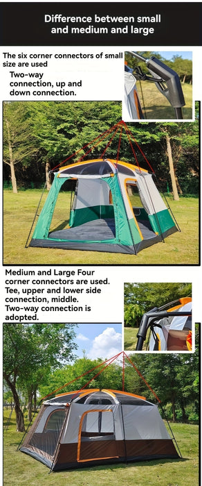 Outdoor Multi-person Camping Tent - Thickened Rainproof Two Rooms One Living Room Portable Family Camping, Courtyard Tent, Awning Set - For Families & Outdoor Enthusiasts - Suitable for Camping, Hiking & Picnics - Perfect Chr