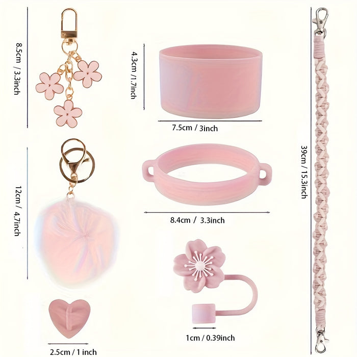Handwoven Carrying Strap for Water Bottles, Sports Cup Handle, Silicone Bottom Protective Sleeve, Straw Lid Accessories for Cups.