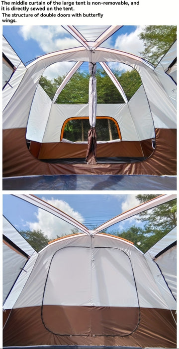 Outdoor Multi-person Camping Tent - Thickened Rainproof Two Rooms One Living Room Portable Family Camping, Courtyard Tent, Awning Set - For Families & Outdoor Enthusiasts - Suitable for Camping, Hiking & Picnics - Perfect Chr