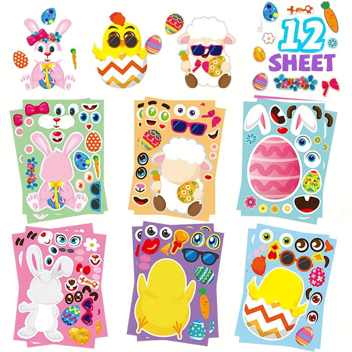 Easter Stickers, Easter Basket Stuffers Easter Egg Decorating Bunny Stickers, Easter Activities Party Favors Games Easter Crafts Gifts Bags