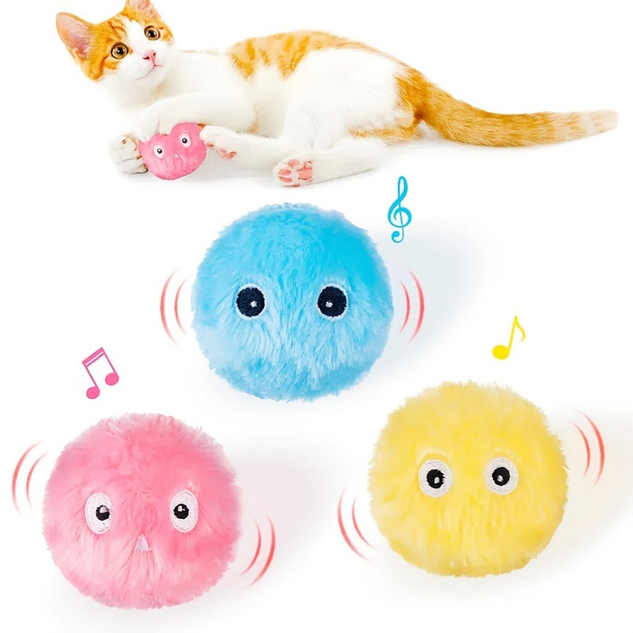 Interactive Cat Plush Ball with Squeaky Toy for Pet Training and Fun