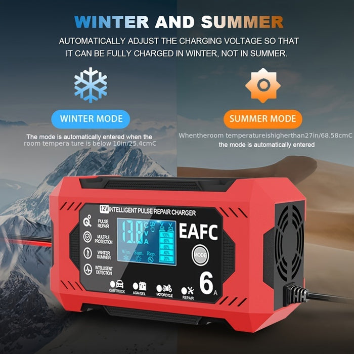 Car Battery Charger, 12V 6A Smart Battery Trickle Charger Auto 12V 24V Battery Maintainer for Car Truck Motorcycle Lawn Mower Marine Lead Acid Battery