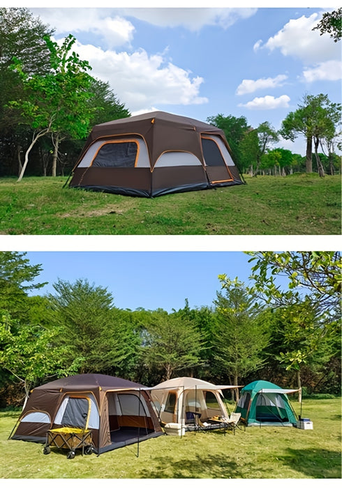 Versatile Large Outdoor Tent with Canopy & Mosquito Net - Waterproof, Fits 8-12 People, Perfect for Camping, Beach Trips & Gatherings - For Families & Groups - Ideal for Outdoor Adventures & Events - Great Gift for Camping En