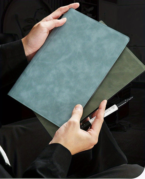 A5 Reusable Whiteboard Notebook with Faux Leather Cover - Portable Weekly Planner, Math Formulae & Illustrations Erase Cleanly, Includes Pen & Cloth, Ideal for Office & School, Notebooks for School
