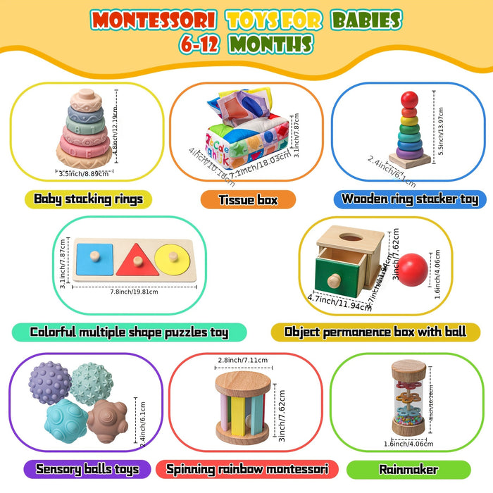 Youngsters's and Youngsters Toys Suitable for 6-12 Months Old Youngsters, 1 Year Old, 8-in-1 Learning and Educational Set Wooden Sensory Toys Suitable for 12-18 Months Old Youngsters, Youngsters Birthday Gifts, Christmas, Hal