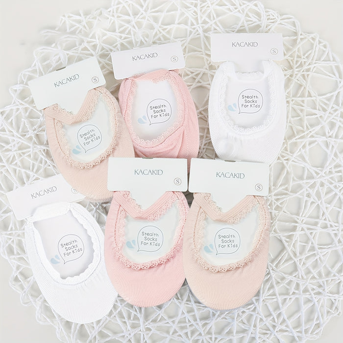 6 Pairs Pack of Lace-up Socks for Baby Girls, Cute Lace Boat Socks for Baby Girls, Summer Soft Lace-up Boat Socks