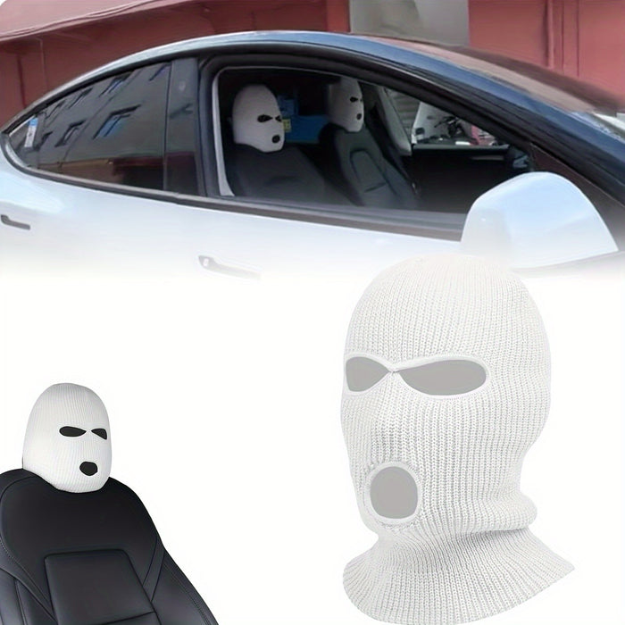 Funny Spoof Car Seat Headgear - Elastic Universal Headrest Covers for Car, Van, Truck, SUV, RV, Sedan - Halloween Interior Seat Decoration - 1pc