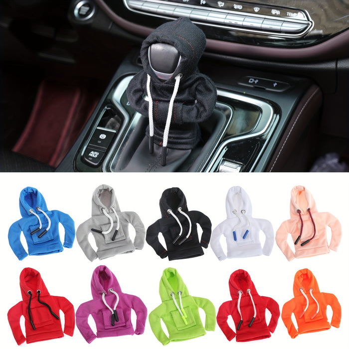 Large Universal Car Gear Shift Cover Hoodie, Fashionable Mini Hooded Sweatshirt for Auto Gear Stick Shifter Knob, Interior Accessories Decor