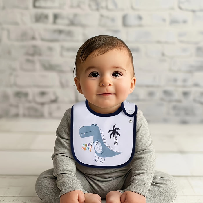 12pcs Set Of Cartoon-printed, Adjustable Snap-on Waterproof Feeding Bibs for Boys And Girls, Suitable for Spring, Summer, Autumn, And Winter.