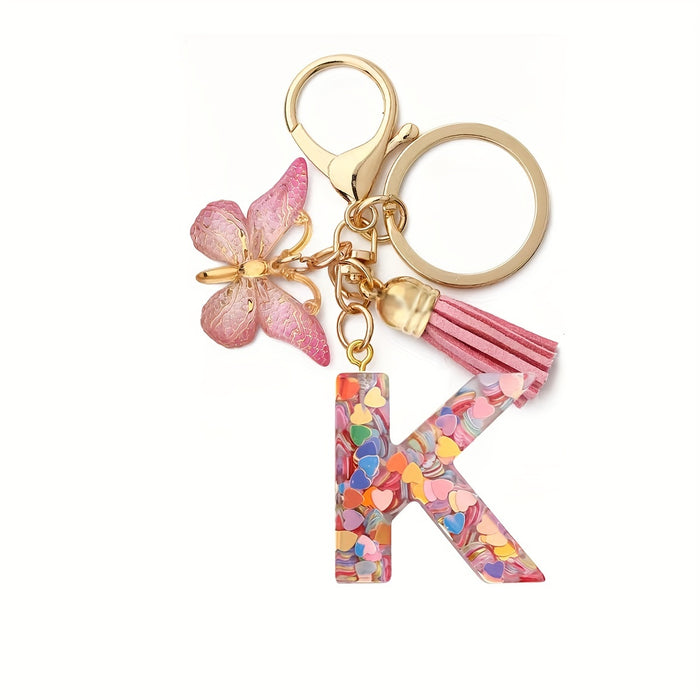 1pc Initial Letter Keychain Pendant Resin Letter Keychain Purse Backpack Accessories