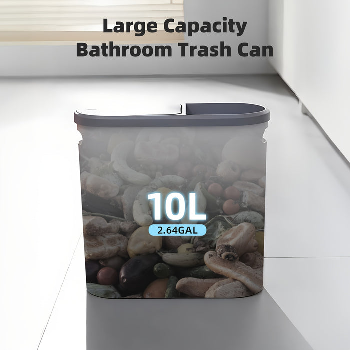 2/1pc Bathroom Trash Can, Compact And Durable Plastic Wastebasket With Built-in Handles, Easy To Clean, Rustproof, Space-Saving Design, Ideal For Small Spaces In Bathroom, Laundry, And Home Office