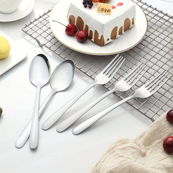 20pcs Food-Grade Stainless Steel Flatware Set, Silverware Set Includes Forks, Spoons And Knives, Utensils Set For Family/Party/Restaurant, Dishwasher Safe, Suitable For Holiday Gift-giving