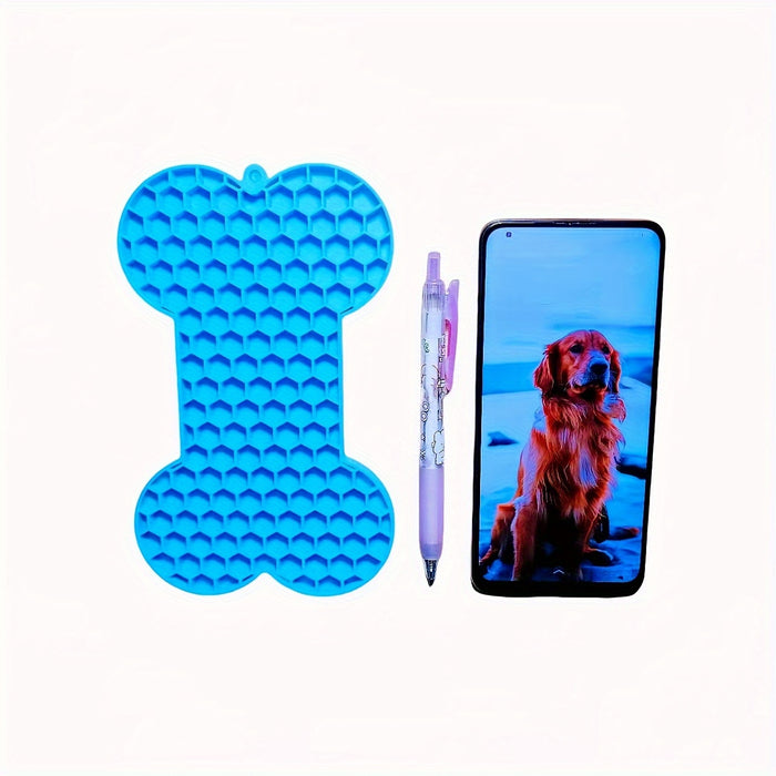 1pc Anxiety Relief Lick Pad For Dogs - Slow Feeder With Suction Cups For Peanut Butter And Treats - Bone-Shaped Pet Lick Pad