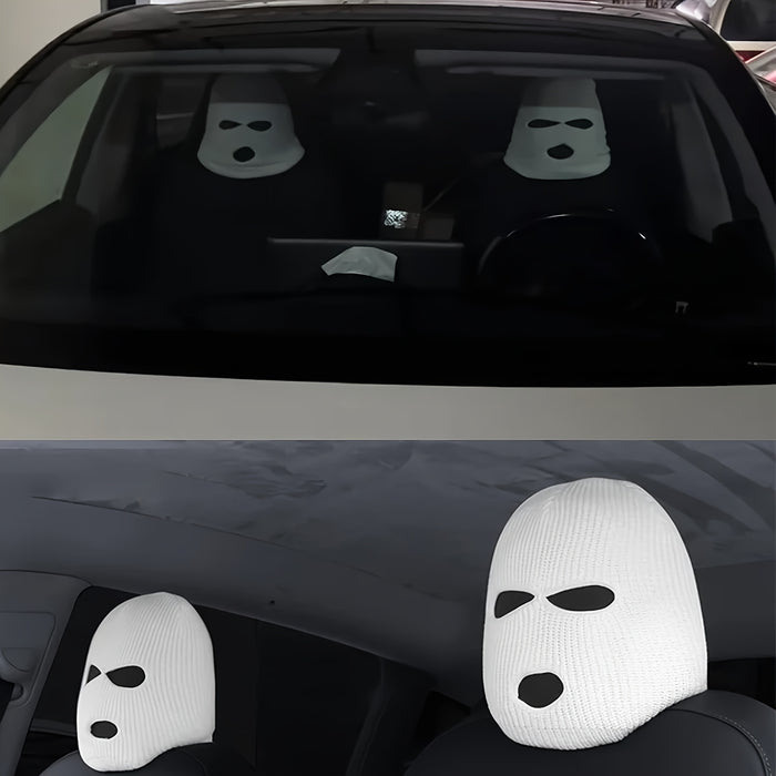 Funny Spoof Car Seat Headgear - Elastic Universal Headrest Covers for Car, Van, Truck, SUV, RV, Sedan - Halloween Interior Seat Decoration - 1pc