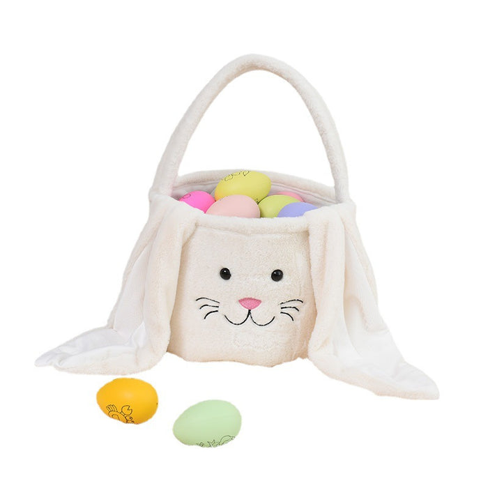 1pc/4pcs New Easter Decorative Hand Basket Long Eared Rabbit Plush Basket Handheld Candy Gift Bag Easter Egg Bag Storage Basket, Shelf Baskets
