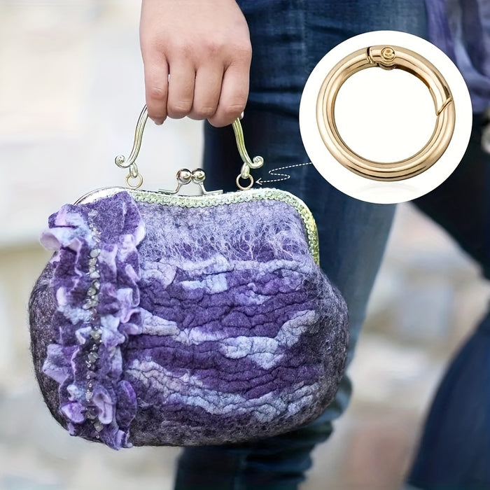 10pcs 10 Pack Golden Silver Round Spring Buckles, Multi-Size Purse Keychain Backpack Accessories