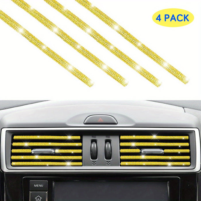 4pcs Rhinestone Car Air Vent Trim, 4 Pcs Bendable Air Conditioner Decoration for Women, Universal Interior Accessories