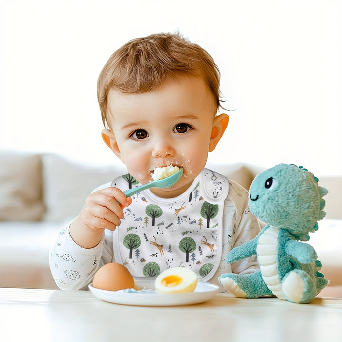 12pcs Set Of Cartoon-printed, Adjustable Snap-on Waterproof Feeding Bibs for Boys And Girls, Suitable for Spring, Summer, Autumn, And Winter.