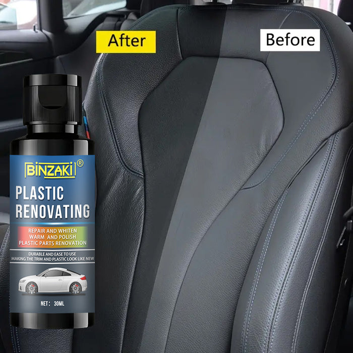 Binzaki Plastic Renovating Wax, 2.03oz, Black Interior Dashboard Shine Restorer, ABS Resin Repair Cream, Whitening Restoration Paste, Leather Sofa Seat Care, Car Tire Gloss Enhancer