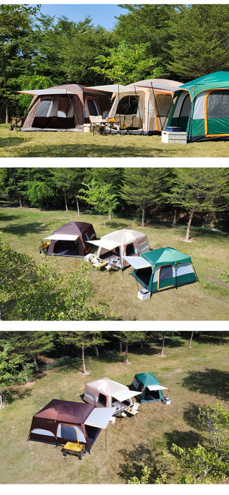 Outdoor Multi-person Camping Tent - Thickened Rainproof Two Rooms One Living Room Portable Family Camping, Courtyard Tent, Awning Set - For Families & Outdoor Enthusiasts - Suitable for Camping, Hiking & Picnics - Perfect Chr