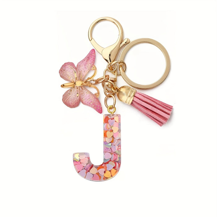 1pc Initial Letter Keychain Pendant Resin Letter Keychain Purse Backpack Accessories