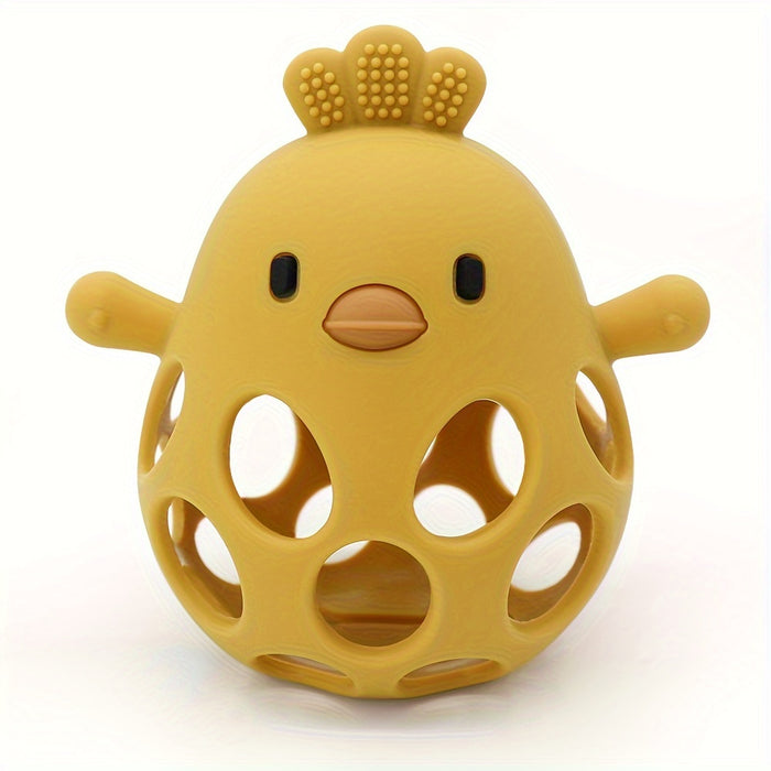 Handheld Ball Rattle Toy, Hollow Chick Teething Ring