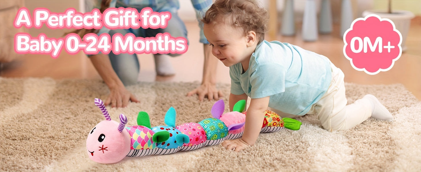 Nfant Youngsters Musical Stuffed Animal Toys for 0-3-6-12 Months, with Multi-Sensory Crinkle, Rattle And Textures, Youngsters Tummy Time Toys for Youngsters, Youngsters Boy Girl Gifts, Purple for CATERPILLAR