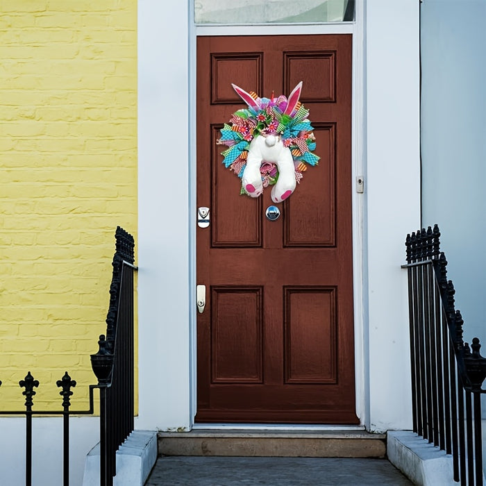 Electric Easter Bunny Wreath with Thief Ears - Classic Spring Door Decor, No Power Needed, Perfect for Home & Party