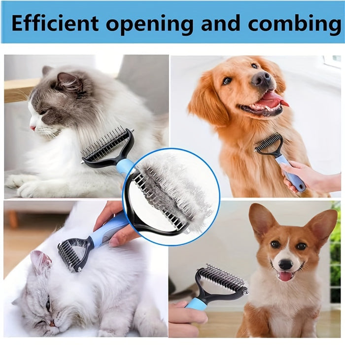 Double-Sided Pet Fur Knot Remover Comb for Dogs and Cats: Effective Shedding Tool for Removing Pet Hair