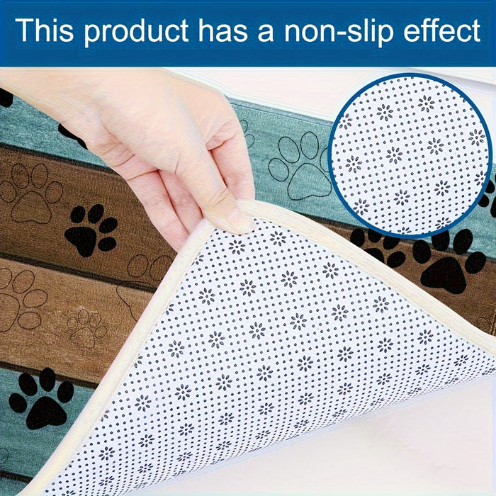 1pc Waterproof Dog Paw Print Doormat, Absorbent & Quick-Drying Dog Rug with Non-Slip Backing for Muddy Paws Entrance