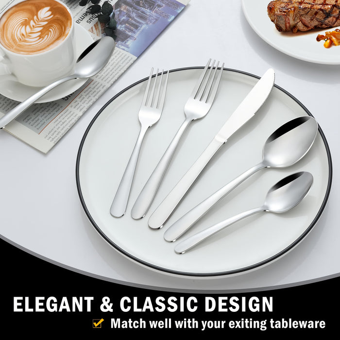 20pcs Food-Grade Stainless Steel Flatware Set, Silverware Set Includes Forks, Spoons And Knives, Utensils Set For Family/Party/Restaurant, Dishwasher Safe, Suitable For Holiday Gift-giving