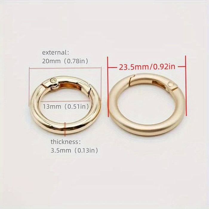 10pcs 10 Pack Golden Silver Round Spring Buckles, Multi-Size Purse Keychain Backpack Accessories