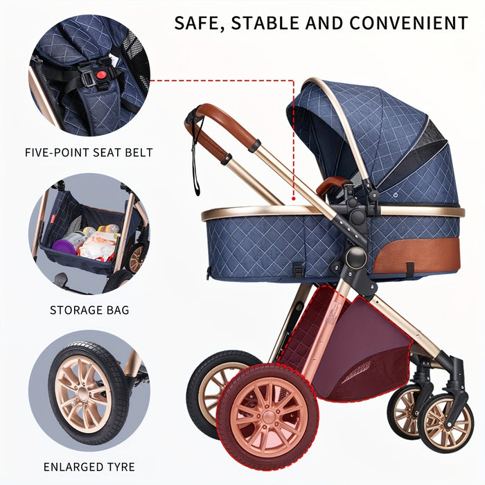 High Landscape Baby Stroller, Portable Folding Bidirectional Shock-absorbing Stroller That Can Sit And Lie Down