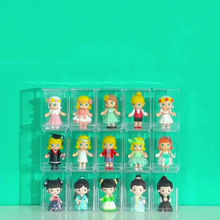 9-Pack Clear Acrylic Display Cases for Collectibles, Stackable Dustproof Cube Organizer Boxes, Contemporary Plastic Showcases for Figurines - Versatile Use, No Power Required