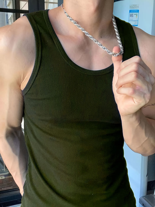 Men's Quick-Dry Breathable Tank Top - Solid White, Crew Neck, Sleeveless Athletic Shirt for Gym & Outdoor Activities, Cotton Blend Fabric