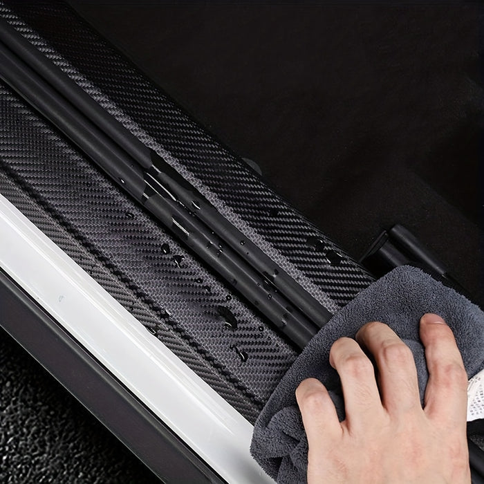 5pcs Carbon Fiber Car Door Sill Protectors - Scratch Guard Covers for 99% of Vehicles