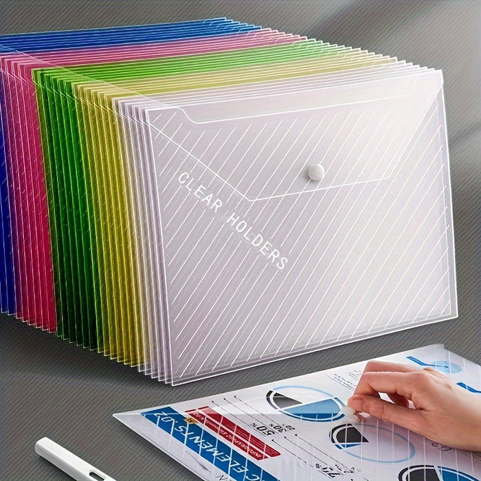 5/10pcs Transparent A4 File Bag - Diagonal Test Paper Buckle Storage Bag For Office Organizer And Document Pouch - Back To School Supplies